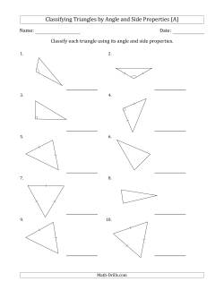 Classifying Triangles by Angle and Side Properties (Marks Included on Question Page)