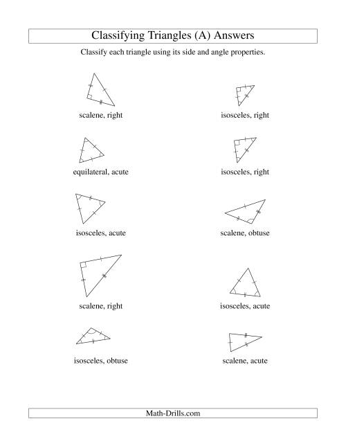 The Classifying Triangles by Angle and Side Properties (Old) Math Worksheet Page 2