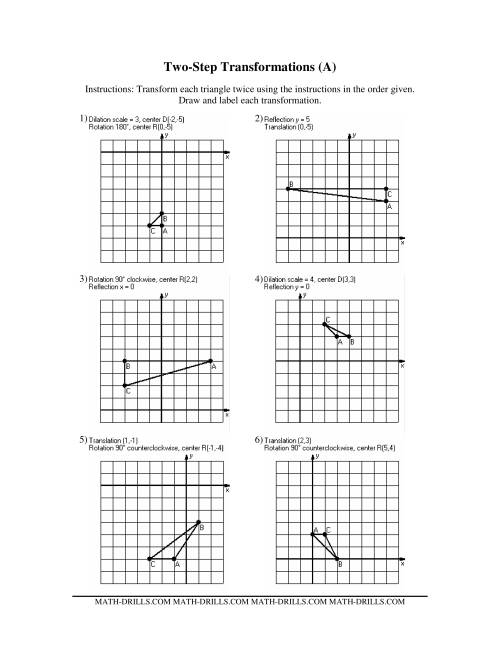 The Two-Step Transformations (Old Version) (A) Math Worksheet