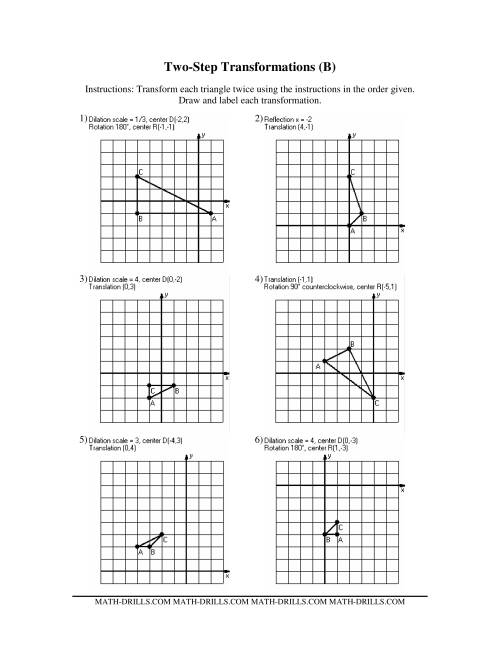 The Two-Step Transformations (Old Version) (B) Math Worksheet