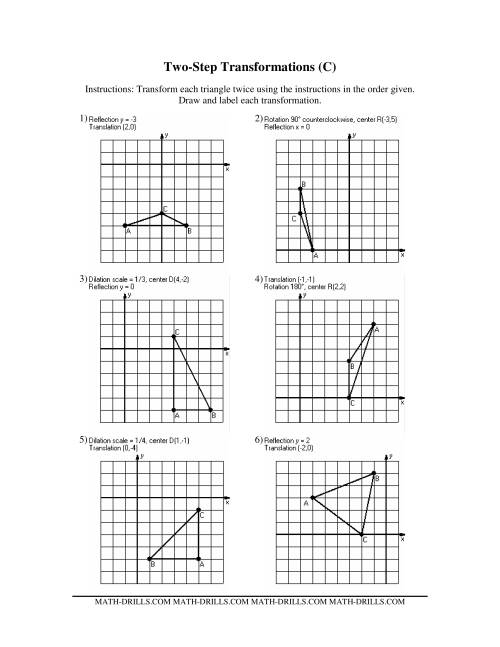The Two-Step Transformations (Old Version) (C) Math Worksheet
