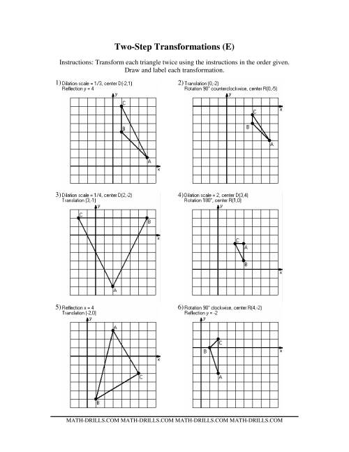 The Two-Step Transformations (Old Version) (E) Math Worksheet