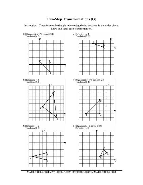 The Two-Step Transformations (Old Version) (G) Math Worksheet