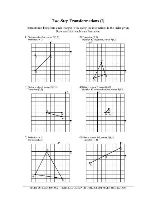 The Two-Step Transformations (Old Version) (I) Math Worksheet