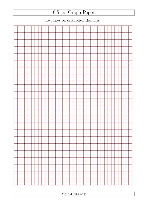 The 0.5 cm Graph Paper with Red Lines (A4 Size) Math Worksheet
