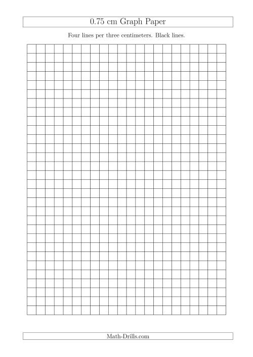 The 0.75 cm Graph Paper with Black Lines (A4 Size) (A) Math Worksheet