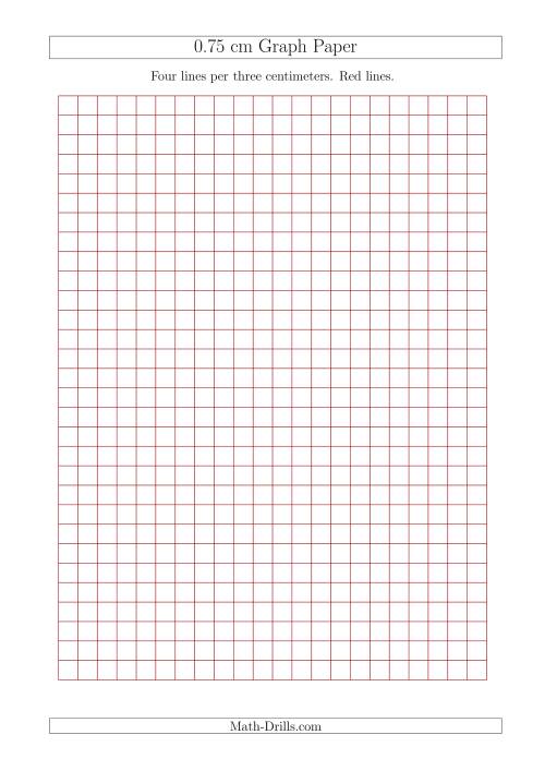 The 0.75 cm Graph Paper with Red Lines (A4 Size) Math Worksheet
