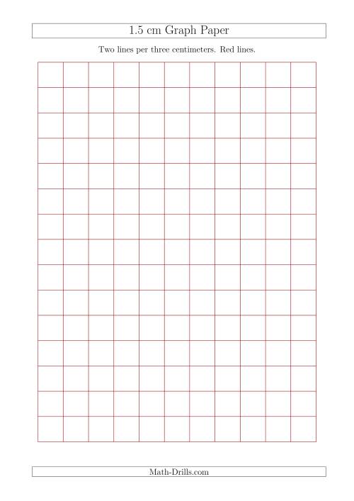 The 1.5 cm Graph Paper with Red Lines (A4 Size) Math Worksheet