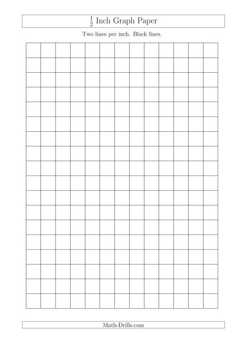 The 1/2 Inch Graph Paper with Black Lines (A4 Size) Math Worksheet