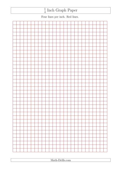 The 1/4 Inch Graph Paper with Red Lines (A4 Size) Math Worksheet