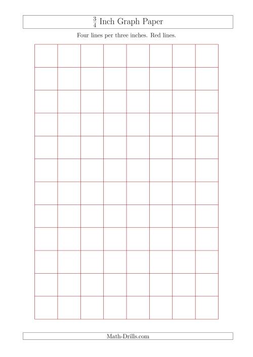 The 3/4 Inch Graph Paper with Red Lines (A4 Size) Math Worksheet