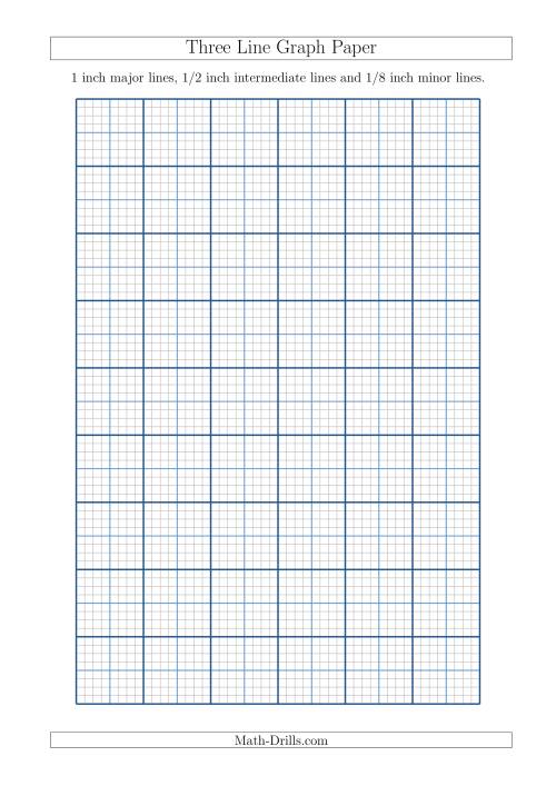 The Three Line Graph Paper with 1 inch Major Lines, 1/2 inch Intermediate Lines and 1/8 inch Minor Lines (A4 Size) (A) Math Worksheet