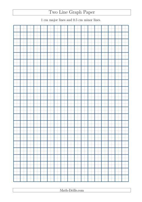 The Two Line Graph Paper with 1 cm Major Lines and 0.5 cm Minor Lines (A4 Size) (A) Math Worksheet
