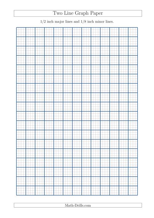 The Two Line Graph Paper with 1/2 inch Major Lines and 1/8 inch Minor Lines (A4 Size) (A) Math Worksheet