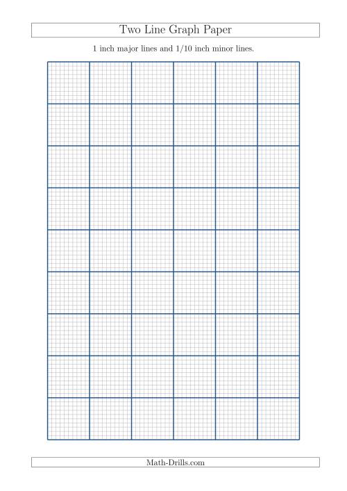 Two Line Graph Paper with 1 inch Major Lines and 1/10 inch Minor Lines