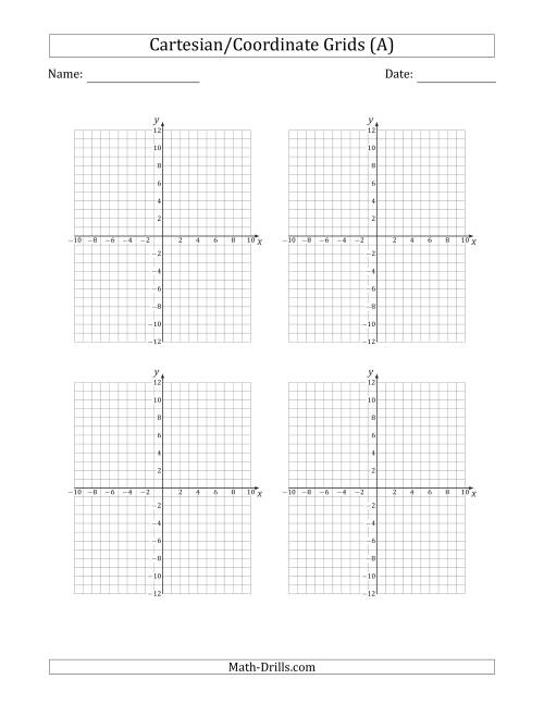 The 4 Per Page Cartesian/Coordinate Grids Math Worksheet