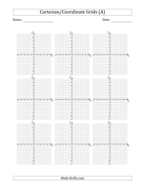 The 9 Per Page Cartesian/Coordinate Grids Math Worksheet