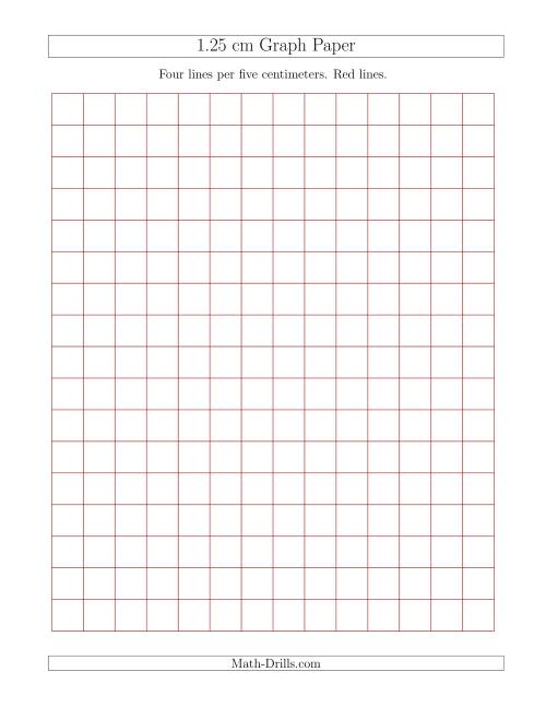 The 1.25 cm Graph Paper with Red Lines Math Worksheet