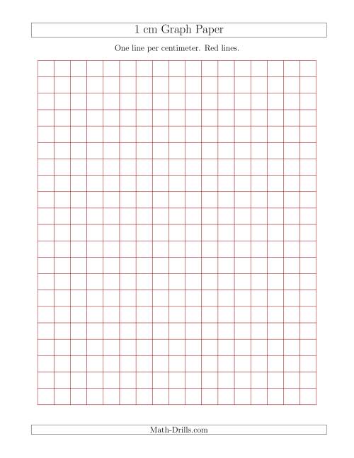 The 1 cm Graph Paper with Red Lines Math Worksheet
