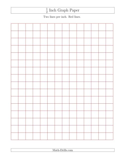 The 1/2 Inch Graph Paper with Red Lines Math Worksheet