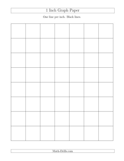 The 1 Inch Graph Paper with Black Lines (A) Math Worksheet