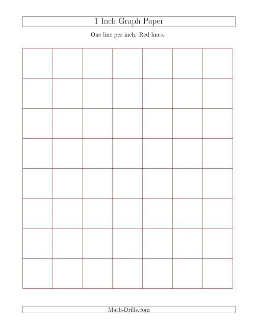 The 1 Inch Graph Paper with Red Lines Math Worksheet