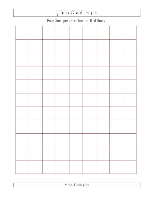 The 3/4 Inch Graph Paper with Red Lines Math Worksheet