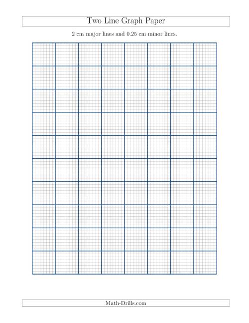 The Two Line Graph Paper with 2 cm Major Lines and 0.25 cm Minor Lines (A) Math Worksheet