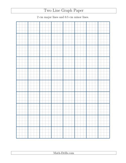 The Two Line Graph Paper with 2 cm Major Lines and 0.5 cm Minor Lines (A) Math Worksheet