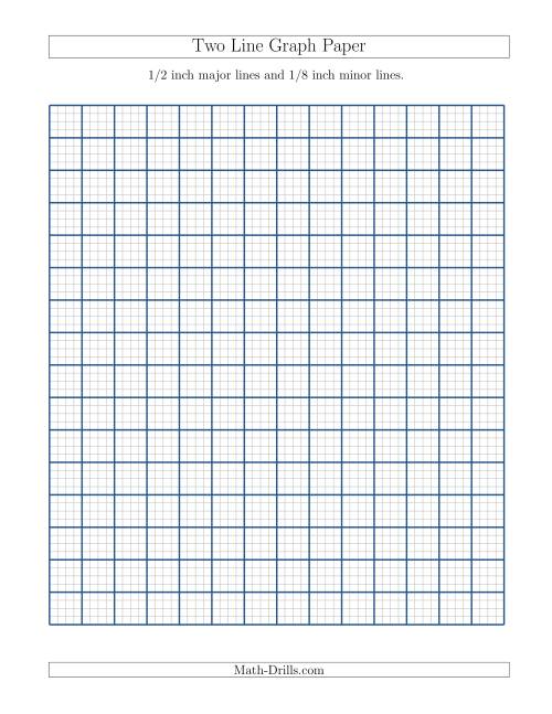 The Two Line Graph Paper with 1/2 inch Major Lines and 1/8 inch Minor Lines (A) Math Worksheet