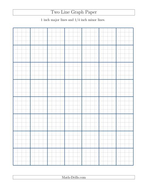 The Two Line Graph Paper with 1 inch Major Lines and 1/4 inch Minor Lines (A) Math Worksheet