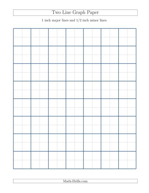 The Two Line Graph Paper with 1 inch Major Lines and 1/2 inch Minor Lines (A) Math Worksheet
