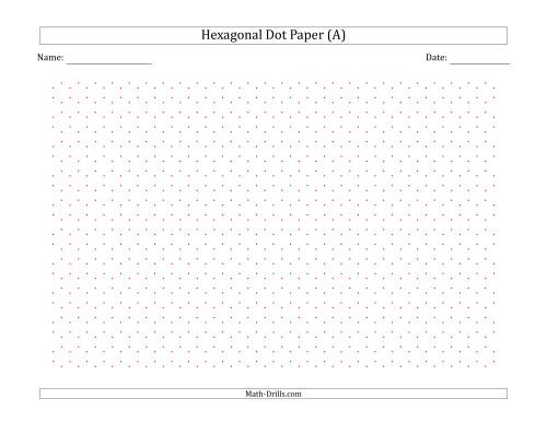 The 0.5 cm Hexagonal Dot Paper (Landscape) Math Worksheet