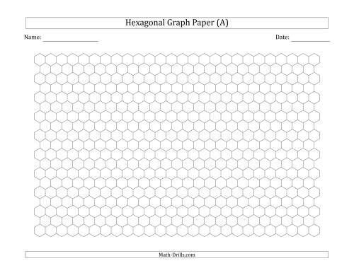 The 0.5 cm Hexagonal Graph Paper (Landscape) Math Worksheet