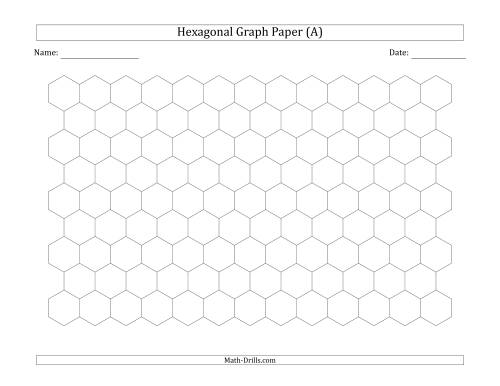 The 1 cm Hexagonal Graph Paper (Landscape) Math Worksheet