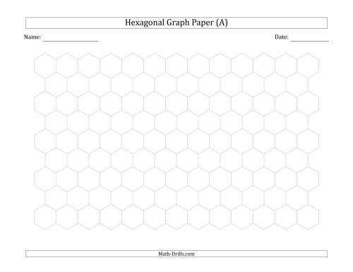 The 1 cm Hexagonal Graph Paper (Landscape) Math Worksheet