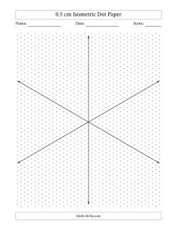0.5 cm Isometric Dot Paper With Axes (Gray Dots; Eight-Octant)