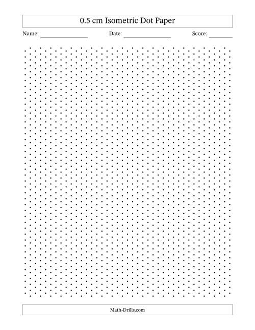 The 0.5 cm Isometric Dot Paper (Black Dots) Math Worksheet