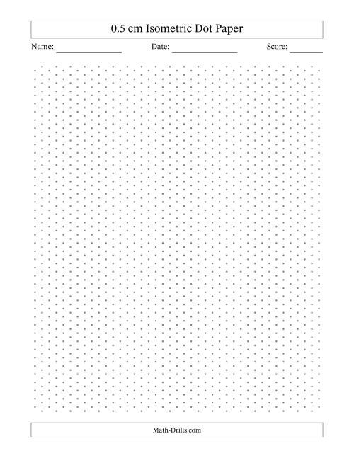 The 0.5 cm Isometric Dot Paper (Gray Dots) Math Worksheet