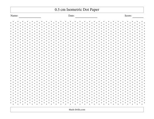 The 0.5 cm Isometric Dot Paper (Black Dots; Landscape) Math Worksheet