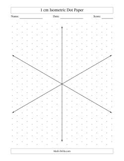 1 cm Isometric Dot Paper With Axes (Gray Dots; Eight-Octant)