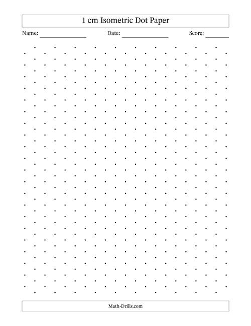 The 1 cm Isometric Dot Paper (Black Dots) Math Worksheet