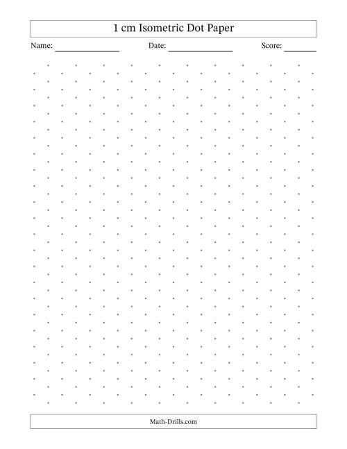 The 1 cm Isometric Dot Paper (Gray Dots) Math Worksheet