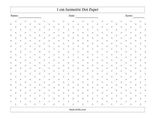 The 1 cm Isometric Dot Paper (Black Dots; Landscape) Math Worksheet