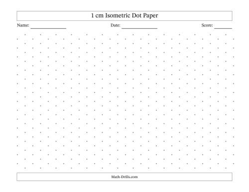The 1 cm Isometric Dot Paper (Gray Dots; Landscape) Math Worksheet