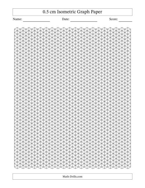 The 0.5 cm Isometric Graph Paper (Black Lines) Math Worksheet