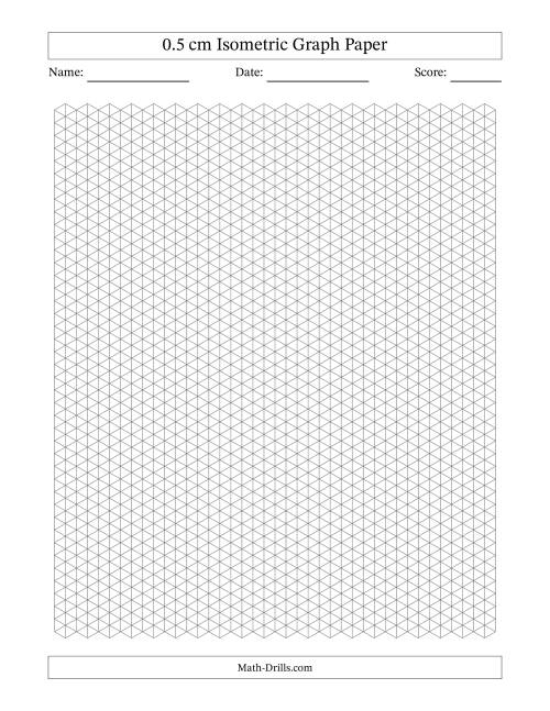 The 0.5 cm Isometric Graph Paper (Gray Lines) Math Worksheet
