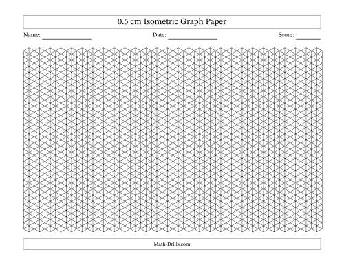 The 0.5 cm Isometric Graph Paper (Black Lines; Landscape) Math Worksheet