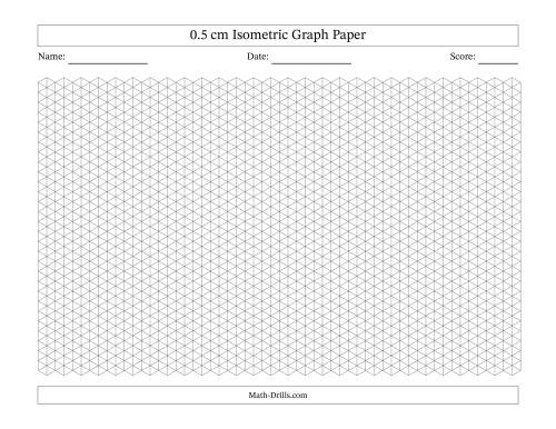 The 0.5 cm Isometric Graph Paper (Gray Lines; Landscape) Math Worksheet
