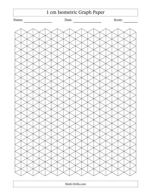 The 1 cm Isometric Graph Paper (Black Lines) Math Worksheet